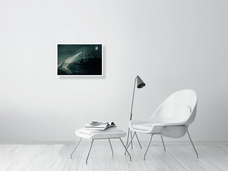 A2 giclée print of The Lighthouse from the picture book The Big Question by illustrator Kaatje Vermeire