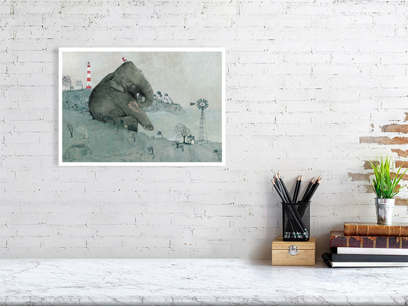 A3 giclée print of Elephant from The Big Question by illustrator Carll Cneut