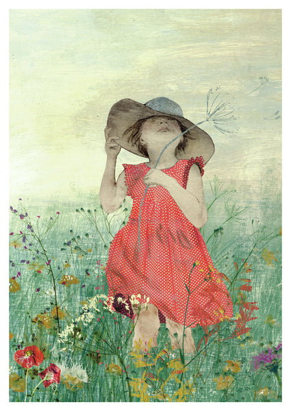 High-quality giclée print of Girl from the picture book Maia and What Matters by illustrator Kaatje Vermeire, available in A2, A3 and A4