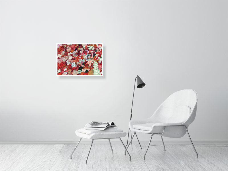 A2 giclée print of Red Flowers from The Golden Cage by illustrator Carll Cneut