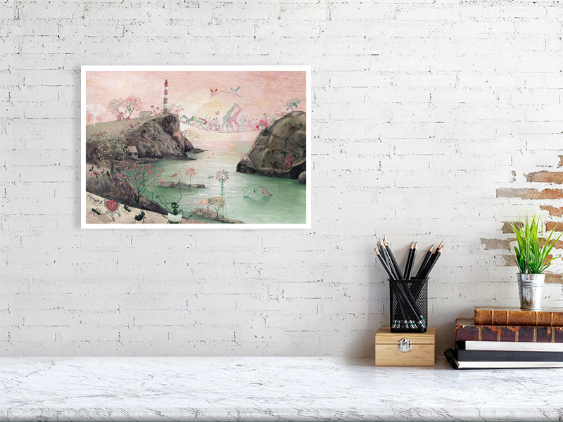 A3 giclée print of Bridge from the picture book The Big Question by illustrator Kaatje Vermeire