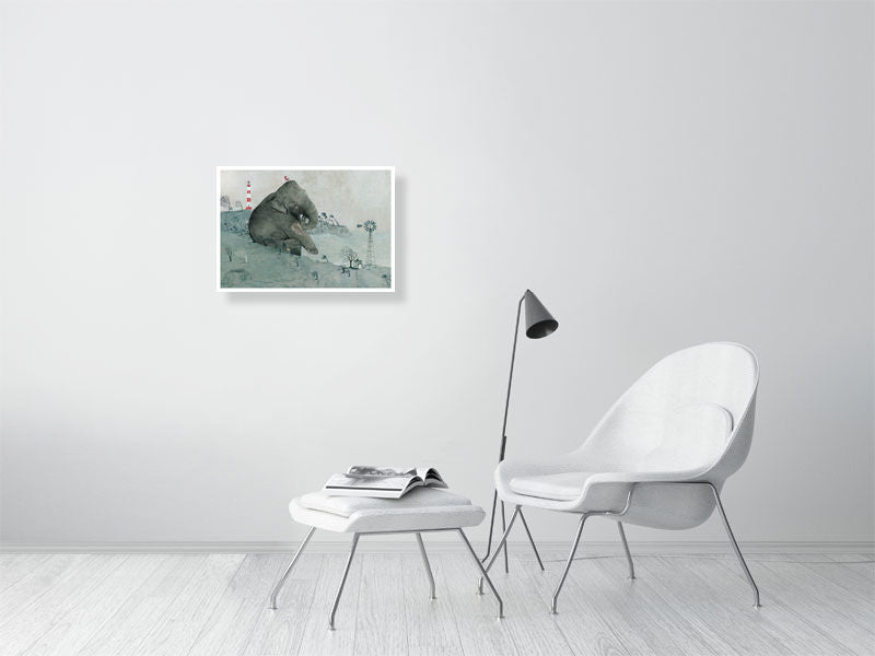 A2 giclée print of Elephant from The Big Question by illustrator Carll Cneut