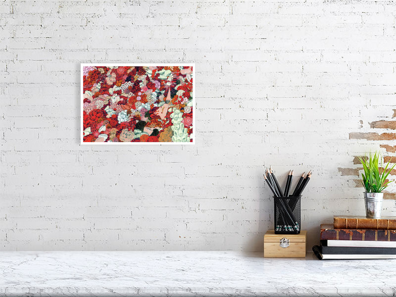 A4 giclée print of Red Flowers from The Golden Cage by illustrator Carll Cneut