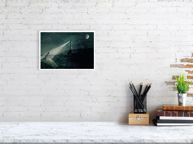 A4 giclée print of The Lighthouse from the picture book The Big Question by illustrator Kaatje Vermeire