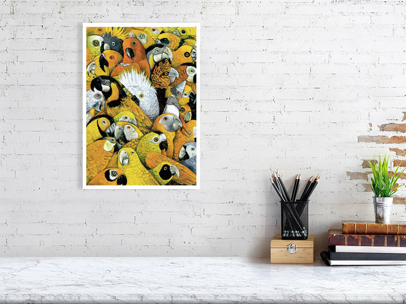 a.	A3 giclée print of Parrots from the picture book The Golden Cage by illustrator Carll Cneut