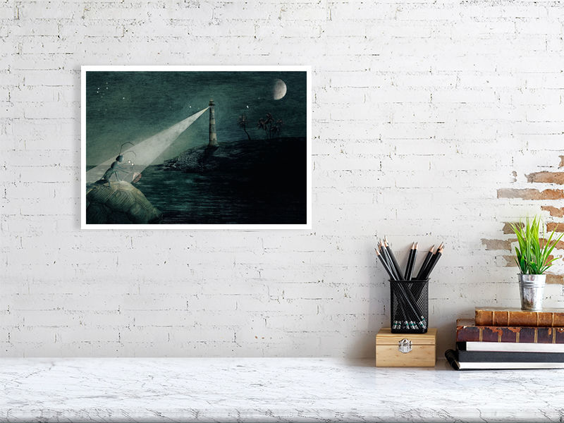 A3 giclée print of The Lighthouse from the picture book The Big Question by illustrator Kaatje Vermeire