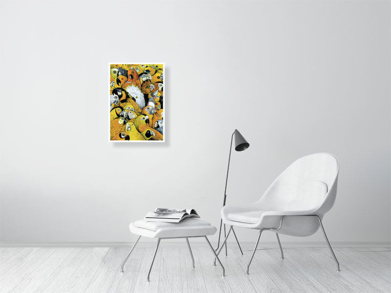 A2 giclée print of Parrots from the picture book  The Golden Cage by illustrator Carll Cneut