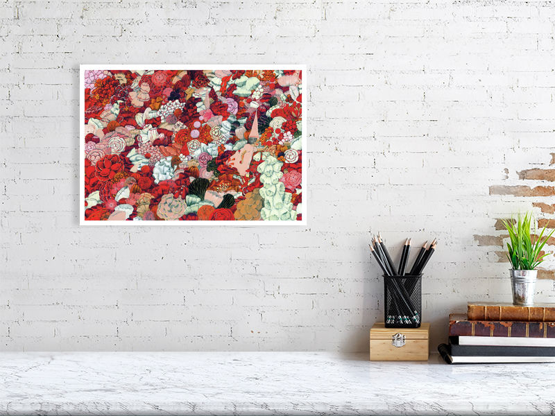 A3 giclée print of Red Flowers from The Golden Cage by illustrator Carll Cneut